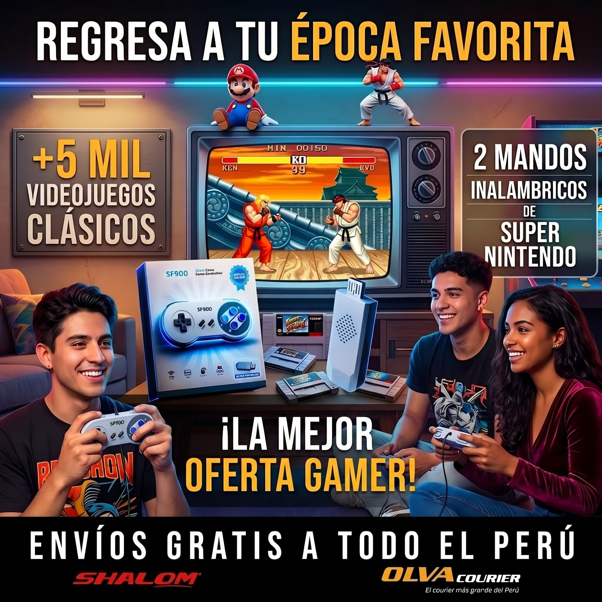 CONSOLA DE VIDEOJUEGO SF900  + 5 MIL JUEGOS INCORPORADOS FULL HD